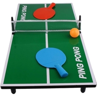Mini Masa de Ping Pong Flippy, pentru interior, Material Lemn, 60 x 10 x 30 cm, 2 mingi, portabila, verde