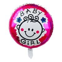 Set 2 Baloane din Folie Metalizata, Flippy, Figurine Inima si Cerc, Tema Botez Fetita, 45 cm, Ambalaj Individual, Pai Inclus, Umflare cu Aer sau Heliu, Roz