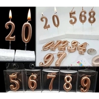 Lumanare de Tort, Flippy, Model Cifra 3, Party, 4.5 x 2.5 cm, din Parafina, Rose Gold