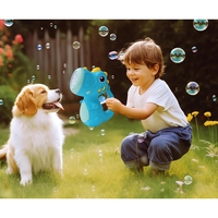 Jucarie Interactiva pentru Baloane de Sapun, Flippy, Sunete si Lumini, Model Dinozaur, cu 8 Orificii, 17.1 x 10.4 x 21.5 cm, Albastru