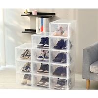 Organizator de Pantofi, Flippy, din PP+ABS, Usa Frontala Magnetica, Rezistenta la Praf, Anti-Oxidare, Utilizare Multipla, 36 x 28 x 21 cm, Transparent