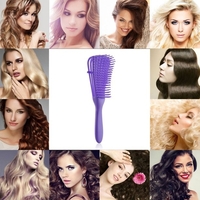 Perie Flexibila, Flippy, pentru Descurcat Par Cret/Umed si Uscat, 8 Brate Mobile, din TPE, 24.5 x 4.5 x 2 cm, Mov