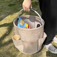 Geanta Cos pentru Scule de 17L, Flippy, Buzunare Exterioare, Cos de Picnic Portabil, Cos pentru Plaja, Cos pentru Curatenie, din Material Oxford 600 D, 28 x 28 x 28 cm, Negru
