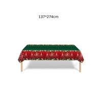 Fata de Masa Festiva, Flippy, Dreptunghiulara, Imprimeu Merry Christmas, Tema Craciun, Rezistenta la Apa, din PVC, 137 x 274 cm, Rosu/Verde