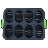 Forme de Silicon pentru Copt, Flippy, 8 Forme Ovale, pentru Paine si Prajituri, 34.5 x 23.8 x 2.5 cm, Negru/Verde