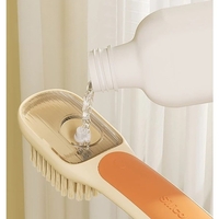 Perie Multifunctionala 2 in 1, Flippy, Perie Densa/Perie din Piele de Caprioara, cu Recipient Lichid, Maner Lung, 20.1x 4.3 x 5 cm, Portocaliu