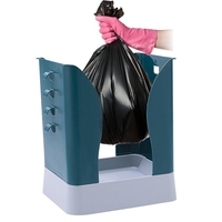 Cos de Gunoi Extensibil, Flippy, din Plastic, Reglabil, Pliabil, Versatil, pentru Bucatarie, Baie sau Birou, Cos Universal, 21x25x17 cm, Albastru Gri