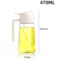 Recipient Ulei 2 in 1, Flippy, Functie Spray & Turnare, din Sticla, Fara Scurgere, 18.5 x 7.7 cm, 470 ml, Alb