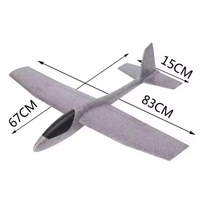 Avion Zburator, Flippy, Tip Planor, 83 cm Lungime, +3 Ani, din Polistiren, Aruncare 10 - 30 m, Gri