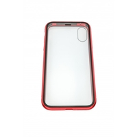 Husa de protectie Magnetic 360, Folie sticla inclusa, pentru Apple iPhone X, Rosu