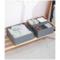 Organizator pentru Sertar, Flippy, 3 Marimi, pentru Lenjerie, Tricouri, Sosete, 6 Piese, Pliabil, Stivuibil, din Tesatura, Gri