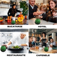 Clopotel Metalic Multifunctional, Flippy, Verde cu Imprimeu Smiley Face, 7.5x7.5x6.5 cm, Receptie, Restaurant, Cafenele