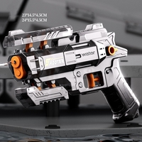 Pistol Manual cu Apa, Flippy, Jucarie Pistol cu Apa Sigur Pentru Copii, Design Nou S-Shooter Atractiv, 23 x 14.5 cm, Negru Transparent