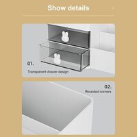 Cutie de Depozitare pentru Birou, Flippy, Pentru Makeup, Papetarie, Organizator Cosmetice, 2 Sertare si Compartimente Multiple, Model Iepuras, Plastic, 27.5x15.5x12 cm, Alb