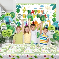 Set 16 Accesorii de Masa, Flippy, Colectia Dino Park, 136 Piese, din Carton/Plastic/Hartie, Multicolor
