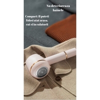 Aparat Pentru Curatat Scame, Par Si Praf, Flippy, Pentru Diferite Tipuri De Material, Cu Lame Din Otel Inoxidabil, Incarcare Prin USB Type-C, Cu Perie De Curatare, Cablu USB Si Stick Cu Lipici Incluse, Roz, 220 x 86 mm
