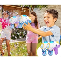 Jucarie Interactiva pentru Baloane de Sapun, Flippy, Sunete si Lumini, Model Pistol, cu 8 Orificii, 19 x 8.8 x 16.3 cm, Mov