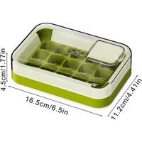 Cutie Gheata, 15 Cuburi, Cu Sistem de Presare Spate, Capac de Umplere și Evacuare, 1 L, 16.5 x 11.2 x 4.5 cm, Verde