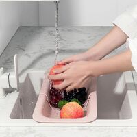 Cos pentru Scurgere Chiuveta de Bucatarie, Flippy, Plastic, Telescopic, 36x20x5 cm, Roz