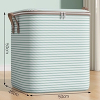 Cutie de Depozitare cu Fermoar, Flippy, Pliabila, Maner Ranforsat, Fermoar Rezistent, pentru Haine, Paturi, Plapume, Perne, Lenjerii de Pat, Jucarii, 50x40x50 cm, 100 Litri, in Dungi, Verde