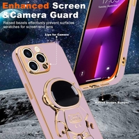 Husa de Protectie TPU 2in1, Flippy, pentru Apple iPhone 14 Pro, Astronaut cu Suport, Antisoc, Rezistenta la Impact, Protectie Camera, Roz