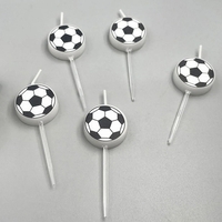 Set 5 Lumanari de Tort, Flippy, Model Mingi de Fotbal, 3.5 cm, din Ceara, Alb/Negru