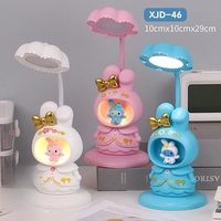 Lampa de Veghe, Flippy, cu Ascutitoare de Creioane, 2 Functii de Lumina, de Birou si de Veghe, Model Iepuras, Incarcare USB 10 x 29 cm, Multicolor