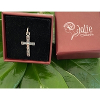 Pandantiv, Jolie Silver, Argint 925, Model Cruce cu Iisus Oxidata, 0.7 g, 20x10 mm