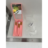 Set 5 Pensule de Machiaj cu Peri Moi, Flippy, cu Suport pentru Depozitare si Oglinda, Roz