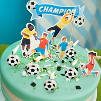Set 5 Lumanari de Tort, Flippy, Model Mingi de Fotbal, 3.5 cm, din Ceara, Alb/Negru