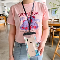 Husa subacvatica Kids Waterproof Flippy, Snowproof, Universala, cu Snur, pentru telefon sau documente, Dino, Negru