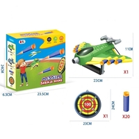 Jucaruie cu Lansator pentru Copii, Flippy, Lanseaza Manual, Tinta, Avion, 20 de Gloante din Material Moale, Joc Interactiv, 24x23.5x6.3 cm, Verde