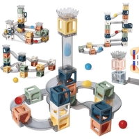 Set piese magnetice de constructie, Flippy, Cu tobogane si bile, 41 piese, Multicolor