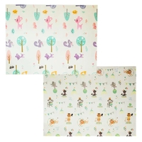 Covoras pentru Copii, Flippy, cu 2 Fete, Model Caprioare/Circ, din XPE+PE, Impermeabil, Antiderapant, Protectie Termica, +3 Luni, Pliabil, 150 x 200 x 1 cm, Multicolor