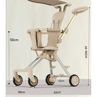 Carucior Pliabil, Flippy, 1-3 Ani, Reversibil, 4 Roti, Parasolar, din Aliaj de Aluminiu + Plastic + Textil, 52 x 42 x 90 cm, Bej