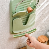 Suport de Bucatarie, Flippy, pentru Capace/Tocatoare, din Plastic, Colectare Apa Scursa, Montare fara Perfoarare, 33.3 x 20.7 x 3.5 cm, Verde