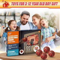 Cos de Baschet pentru Copii, Flippy, cu Tablou de Bord Electronic, Minge, Pompa, 2 Moduri, Interior/Exterior, Inel Metalic si Rabatabil cu Arc, Luminos, 41x27.5x5 cm, Multicolor