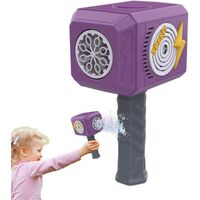 Jucarie Interactiva pentru Baloane de Sapun, Flippy, Sunete si Lumini, Model Ciocan, cu 8 Orificii, 13.5 x 10 x 12 cm, Mov