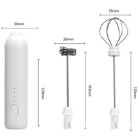 Mixer Spuma Lapte, Flippy, Electric cu Incarcare USB, Bauturi Calde/Reci, Maner Izolat Termic, Otel Inoxidabil, pentru Latte, Ciocolata Calda, Cappuccino, Frappe, Usor de Folosit, 2 Accesorii, Alb
