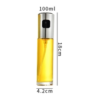 Sticla Pulverizator pentru Bucatariei, Flippy, Spray pentru Gratar, din Sticla cu Capac din Inox, 18 x 4.2 cm, volum 100 ml, Trasnparenta cu Capac Gri