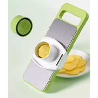 Set Multifunctional din 7 Piese, Flippy, pentru Taierea si Maruntirea Legumelor, Uz Casnic,din Otel Inoxidabil, Gri-Verde