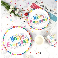 Set 10 Farfurii Happy Everyday, Flippy, 17 cm, din Hartie 300 g, Multicolor