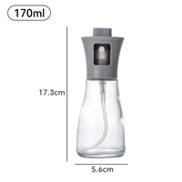 Pulverizator pentru Ulei, Flippy, Pulverizator din Sticla pentru Otet sau Alte Lichide, Simplu Reincarcabil, Multifunctionale, 17.3 x 5.6 cm, Capacitatea 170 ml, Gri