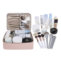 Geanta de Calatorie, Flippy, pentru Cosmetice si Articole de Toaleta, Material Impermeabil, 2 in 1, Portfard Interior Detasabil, 23 x 16 x 8 cm, Roz