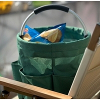 Geanta Cos pentru Scule de 17L, Flippy, Buzunare Exterioare, Cos de Picnic Portabil, Cos pentru Plaja, Cos pentru Curatenie, din Material Oxford 600 D, 28 x 28 x 28 cm, Verde