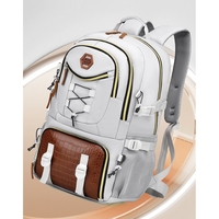 Rucsac Multifunctional pentru Calatorie, Flippy, pentru Alpinism, Voiaj, Drumetii, din Panza Oxford, 34x16x52 cm, Alb