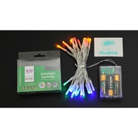 Instalatie de Craciun cu Baterii Tip Liniar, 2 jocuri de lumini, Fir Transparent 3 m 30 LED -uri, Multicolor