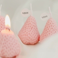 Set 4 Lumanari Parfumate, Flippy, Model Capsunici, Ardere 30 min, 52g, 6.3 x 6.3 x 3.8 cm, Roz