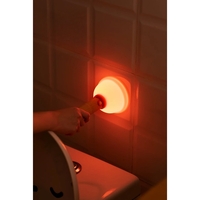 Lampa Nocturna, Flippy, Model Ventuza de Toaleta, Alimentare USB, din Lemn si Silicon, 16 x 9 cm, Portocaliu