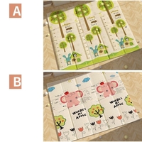 Covoras pentru Copii, Flippy, cu 2 Fete, Model Elefantei/Padure, din XPE+PE, Impermeabil, Antiderapant, Protectie Termica, +3 Luni, Pliabil, 150 x 200 x 1.5 cm, Multicolor